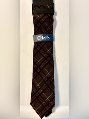 Chaps Brown and Rust Plaid Men's Tie, NWT